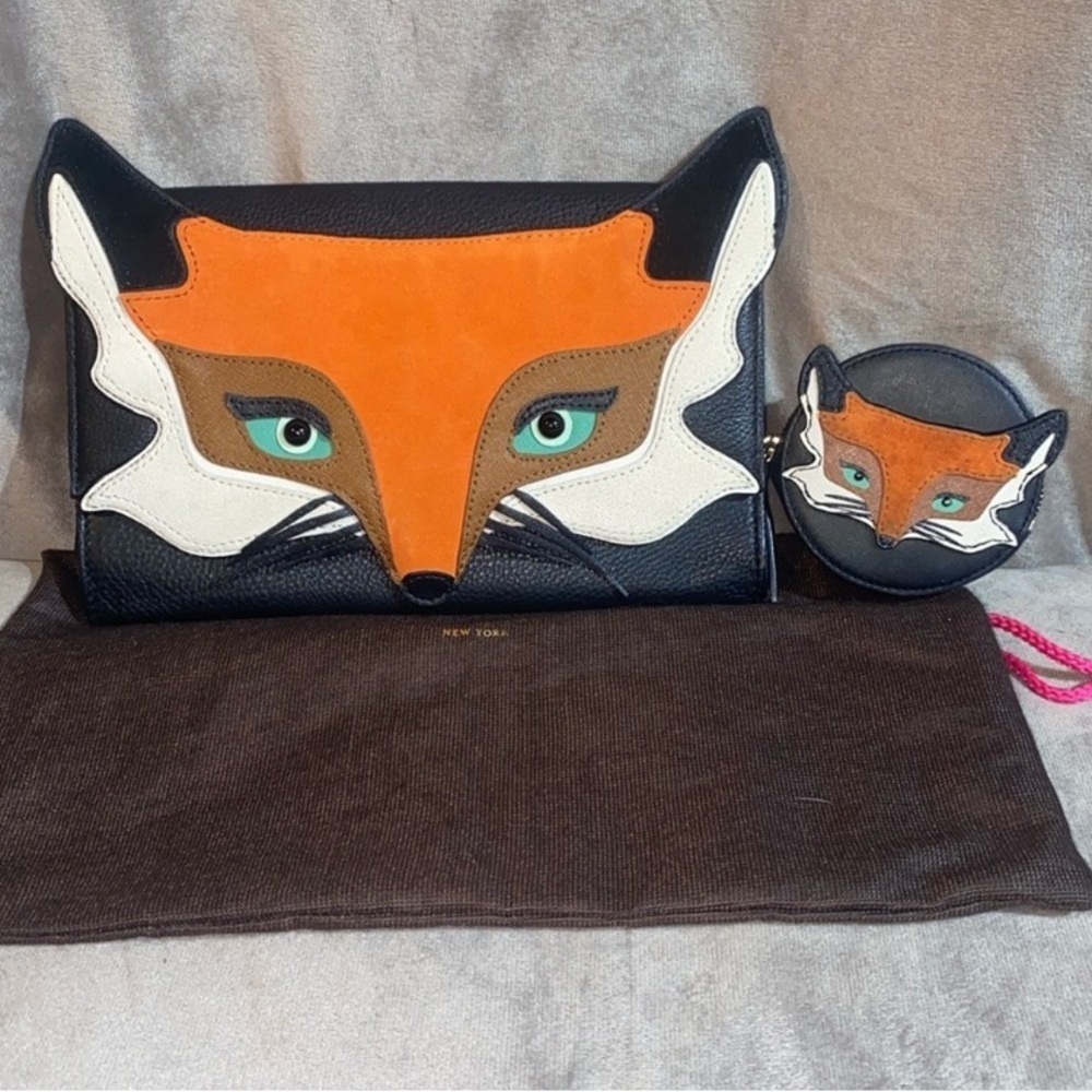 ♠️ KATE SPADE Blaze A Trail Fox Clutch Purse and coin purse  Rare Novelty